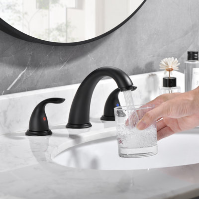 Sumerain 8 inch Widespread Bathroom Faucet,   SUS 304 Stainless Steel 3 Hole Lavatory Sink Faucet with 2 Knob Handle