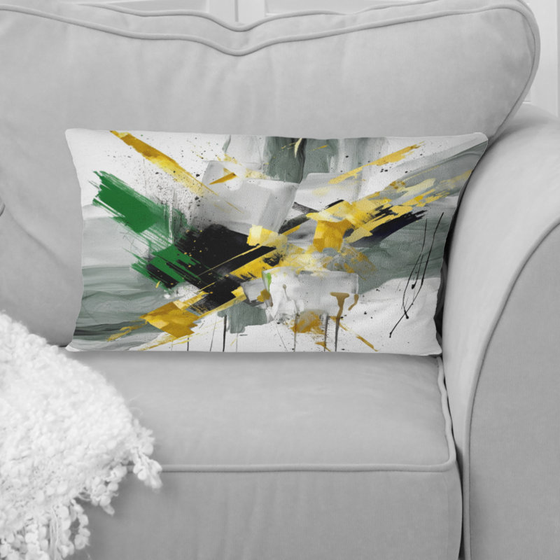Yellow And Green Abstracted Perspectives II - Abstract Printed Throw Pillow