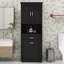 Armoire de salle de bain haute avec portes de paniers à linge et armoire supérieure de rangement ouverte pour la salle de bain-579089150