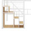 Lit mezzanine simple en métal équipé d'un escalier de rangement et d'une petite armoire-489030747