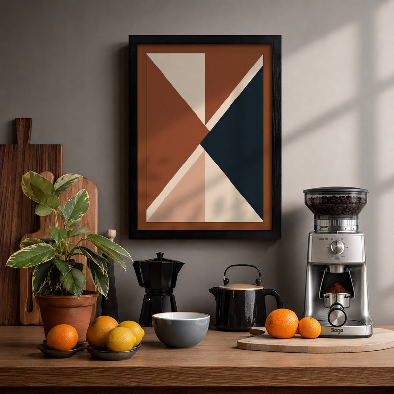 Divided Symmetry Minimalist - Framed Print, A1 - 84.1 x 59.4 cm, Black
