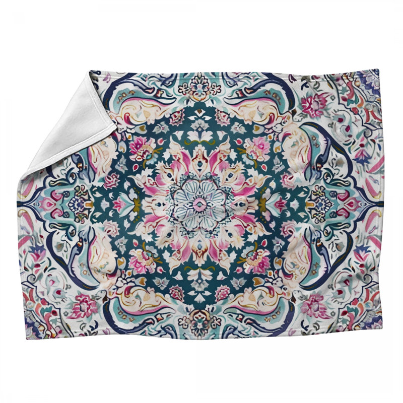Jeté en molleton Mandala - Jetés abstraits pour canapés ou lits, L 80 po x l 60 po