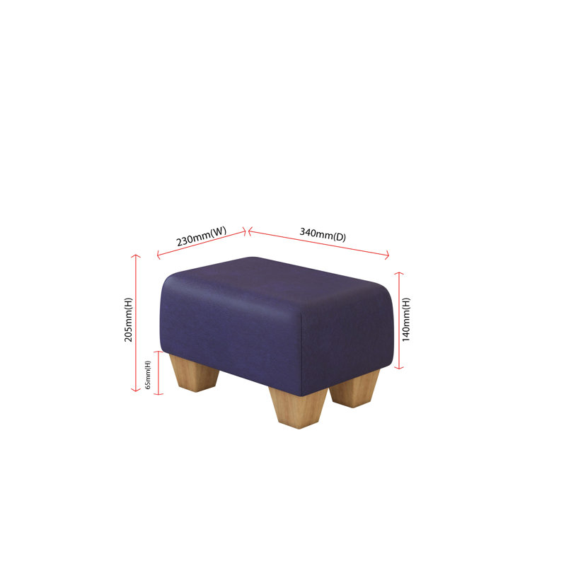Beong Faux Leather - Mahogany Wood Chunky Legs, Blueberry Blue, Natural