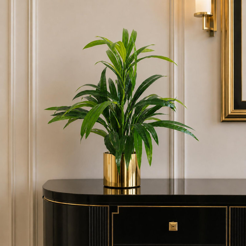 65cm Faux Plant in Metal Planter, Gold