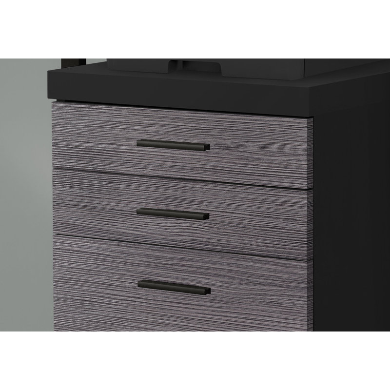 18.25'' Wide 3 -Drawer Mobile File Cabinet, Black/Gray