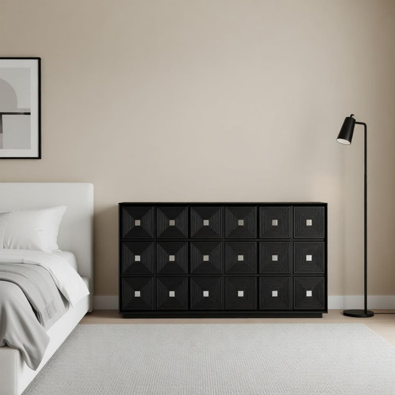 Buffet noir français rétro, 34.25" H x 64.56" W x 16.53" D