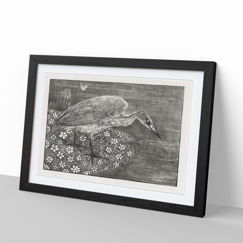 Heron by Theo Van Hoytema - Picture Frame Graphic Art, 27cm H x 36cm W x 2cm D, Black Framed
