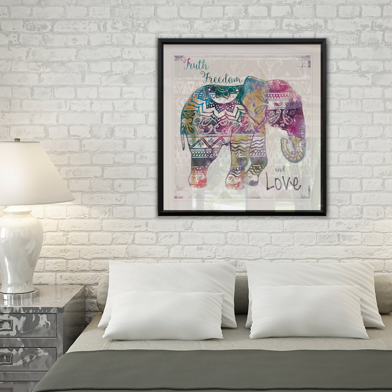 " Boho Elephant ", 22.5" H x 22.5" W x 1.5" D