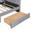 Lit de jour simple tapissier avec tiroirs, tablettes, armoires rabattables et table d'appoint