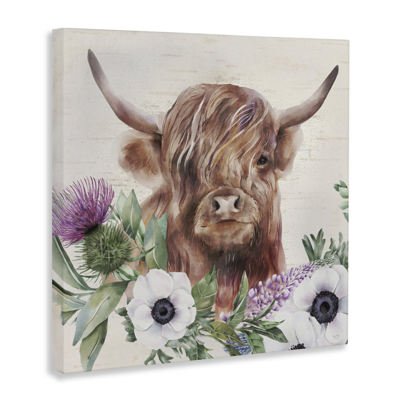Toile Penny The Highland Cow, design par Lux + Me Designs, H 36 po x l 36 po
