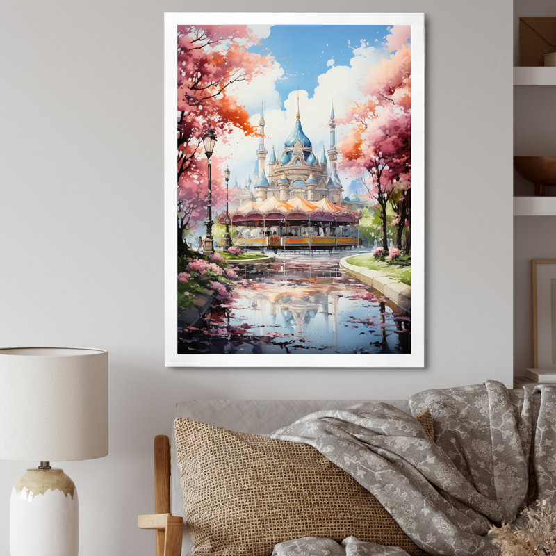 Yeiren Carousel Whimsical Delight VII, reproduction d'art sur toile, H 40 po x l 30 po x P 1,5 po, Cadre photo blanc