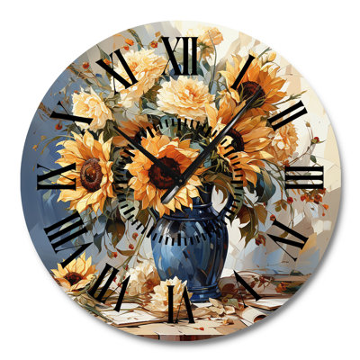 Horloge murale rétro tournesols