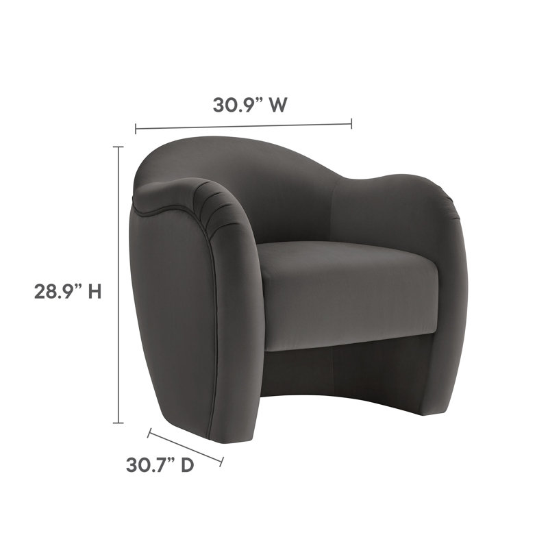 Storm Gray Velvet Barrel Swivel Accent Chair with Wood Frame