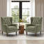 Button-Tufted Small Wingback Accent Chair with Rolled Arm and Thick Padded Cushion-1320636517