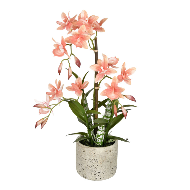 Orchidée artificielle 19 po Deluxe, Orangé