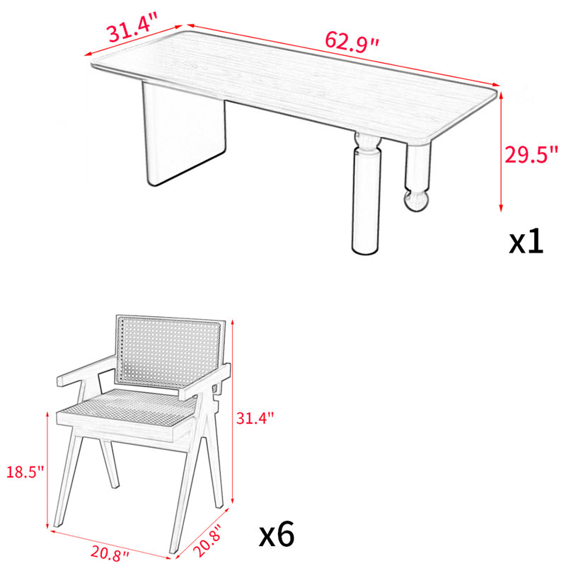 Japanese solid wood dining table set, Black
