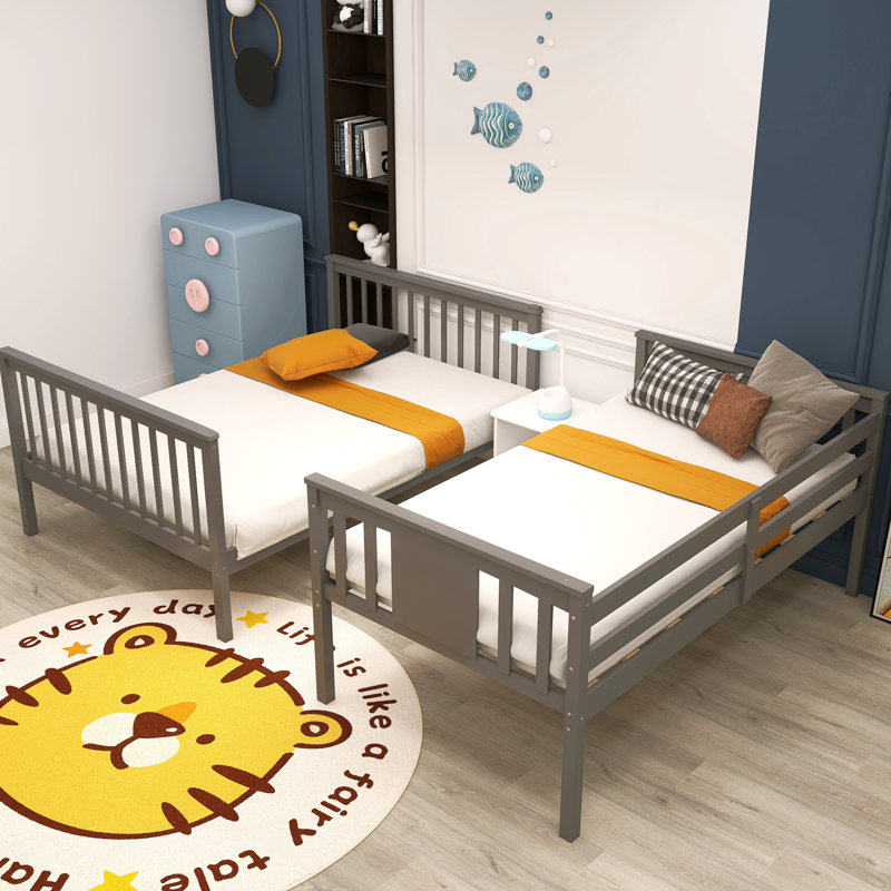 Mehrab Kids Twin Over Full Bunk Bed, Gray