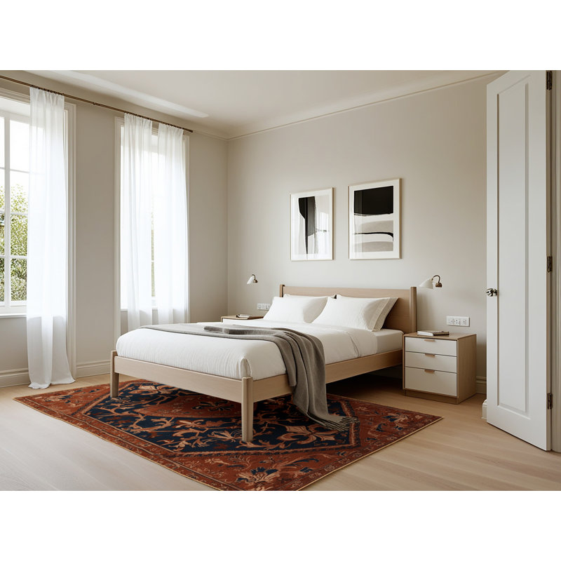 Tapis brun français lavable à la machine, Rectangle 5 pi x 7 pi