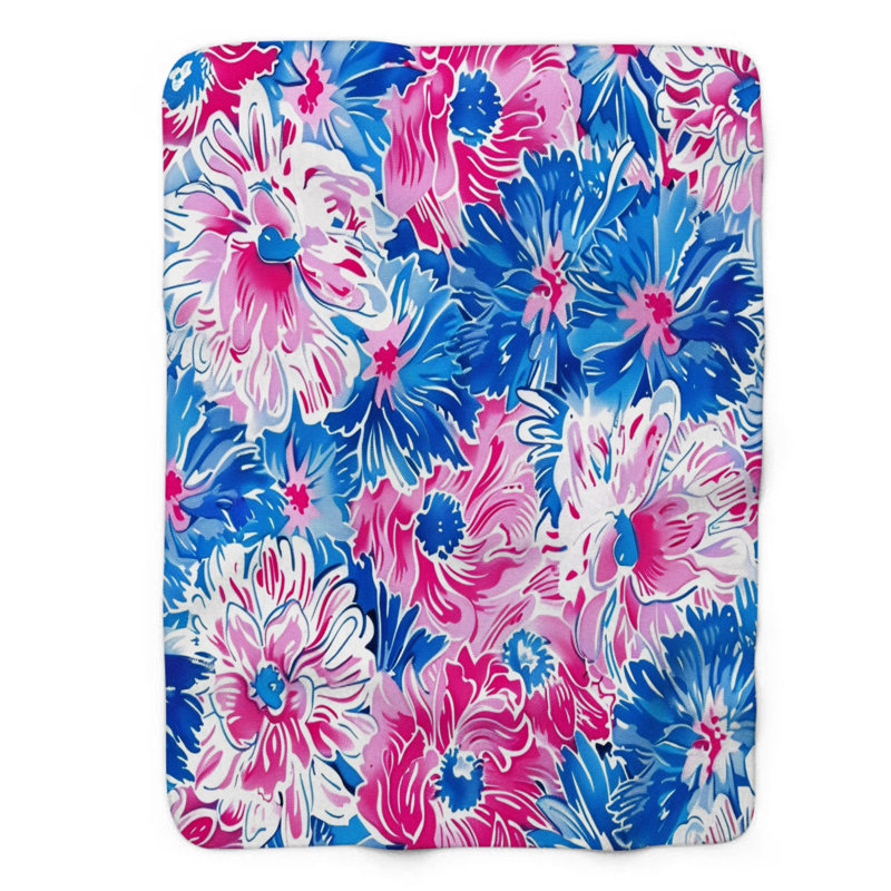 Motif de balise maritime - 1 pièce Sherpa Premium, L 60 po x L 80 po, Fleurs aquarelles chics