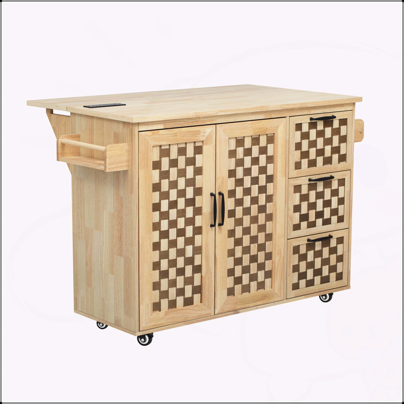 Versatile Kitchen Island with Multiple Storage Options and Mobility Features