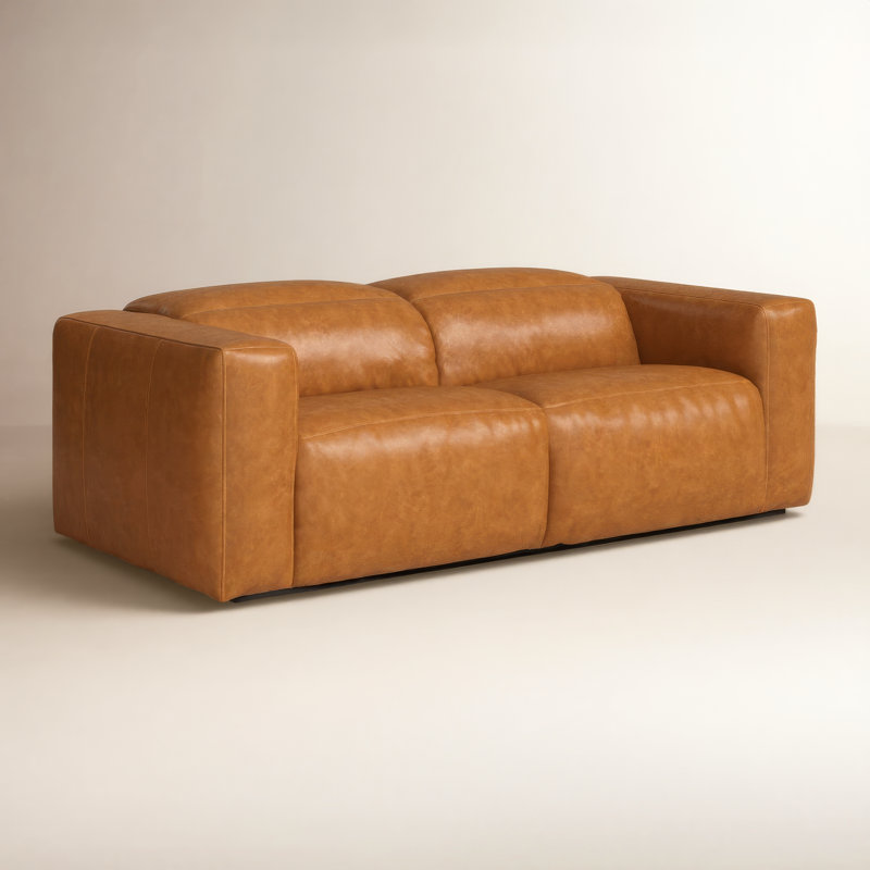 Amed 89" Upholstered Power Reclining Sofa, Sonoma Butterscotch Top Grain Leather