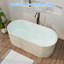 Baignoire autoportante à surface solide de 63 po, extérieur en bois avec texture alvéolée encastrée
