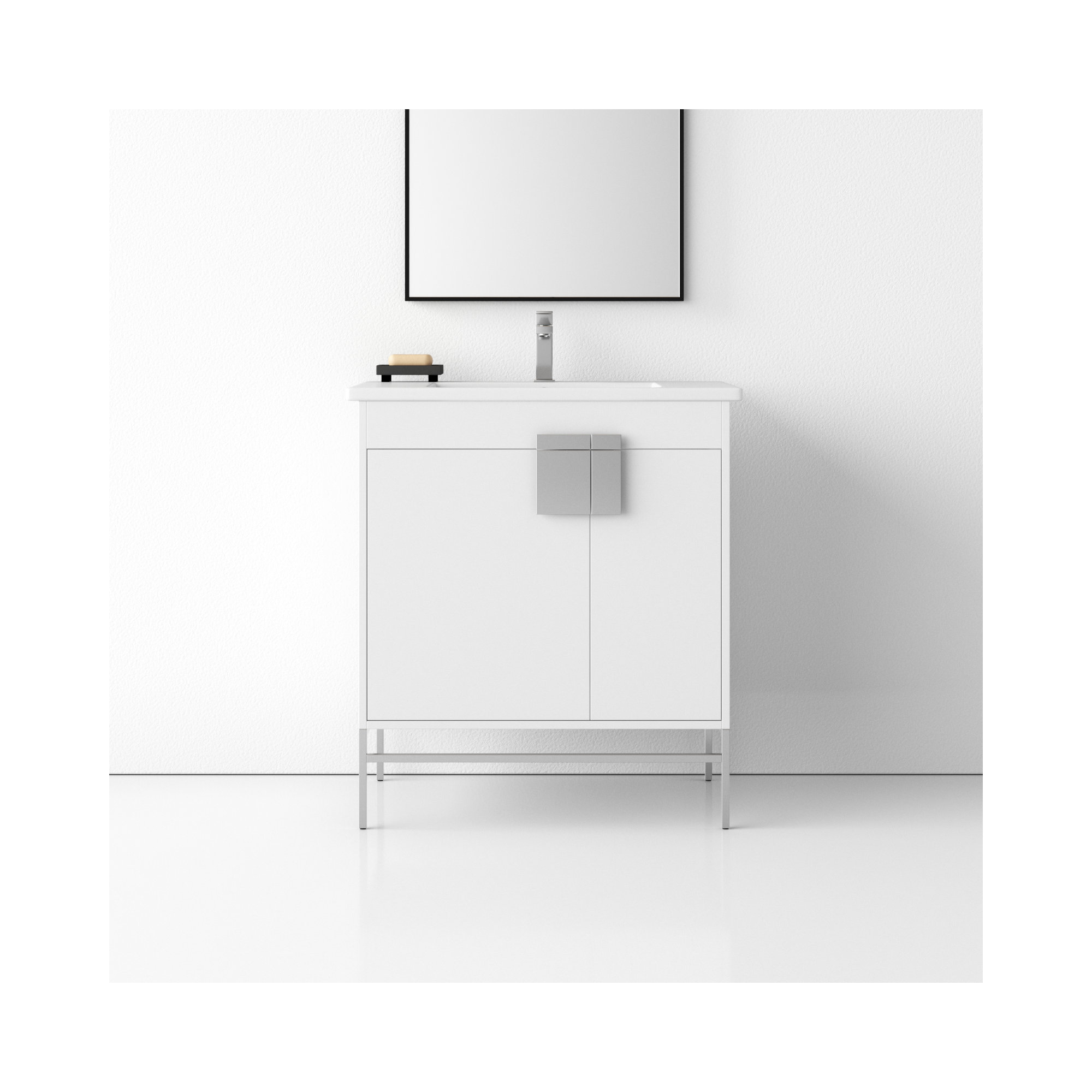 Maisie 30'' Single Bathroom Vanity, White, Polished Chrome