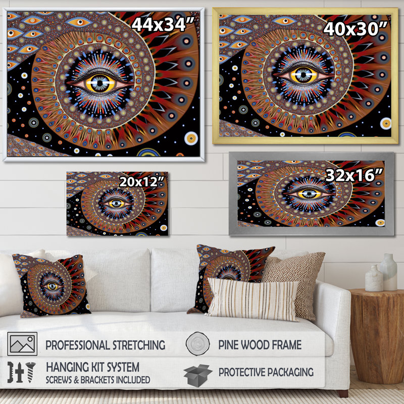 «Sacred Vision Eye of Consciousness», reproduction sur toile, Cadre flottant noir, H 16 po x l 32 po x P 1 po