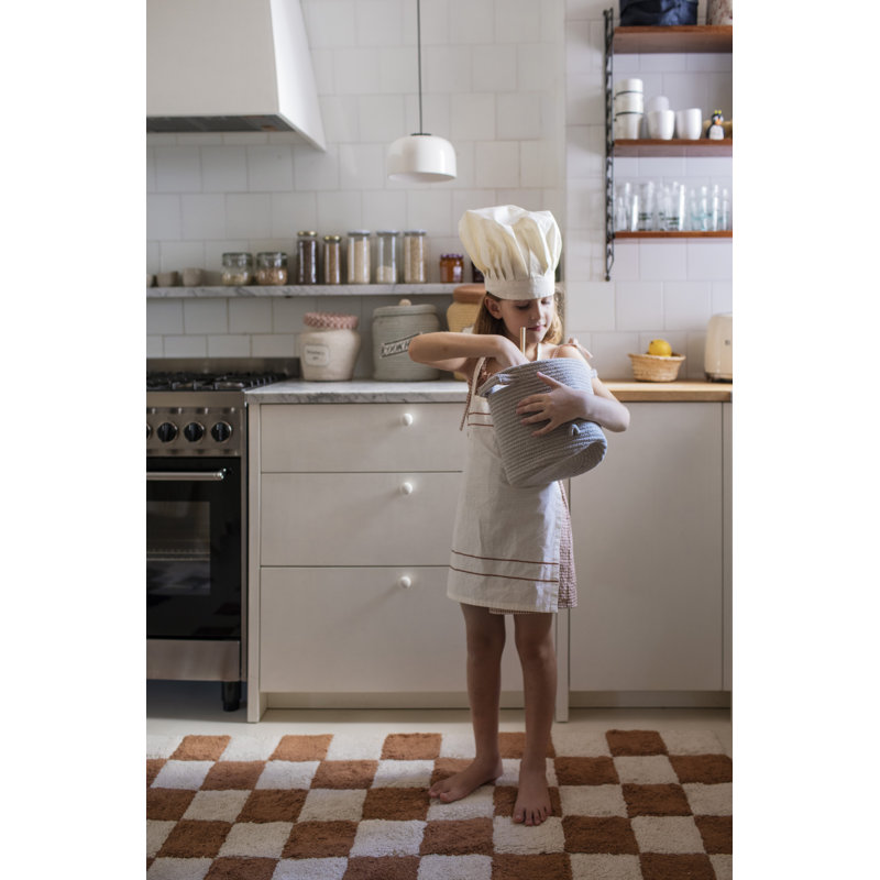 Washable Rug Kitchen Tiles Toffee, Rectangle 5'7" x 8'
