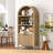 71" Tall  Arched Bookcase with Fluted Doors and Open Shelf-390482657
