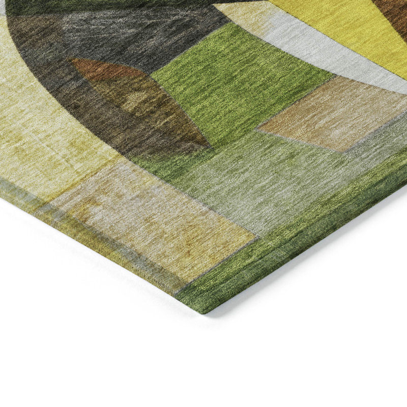Tapis vert intérieur / extérieur lavable à la machine Xhevrie, Rectangulaire 8 pi x 10 pi