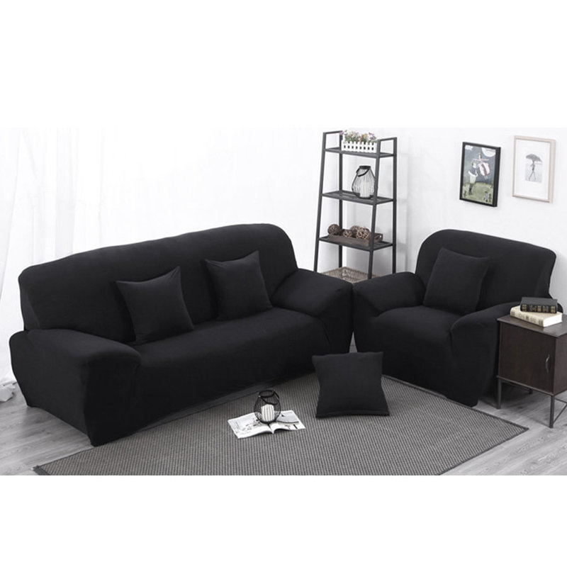 Housse pour canapé extensible 3 places, H 45 po x l 90 po x P 30 po, Mélange de polyester noir