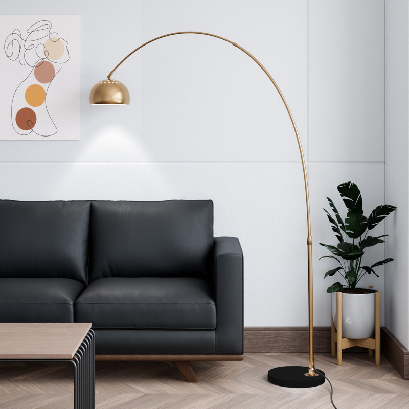Eckehard 75.6'' Black Arched Floor Lamp, Gold