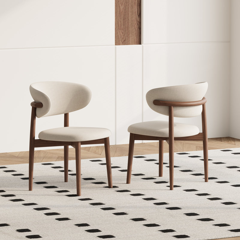 Chaises de salle à manger de style Mid-Century moderne avec pieds en bois massif brun, chaises de cuisine Greige, 2