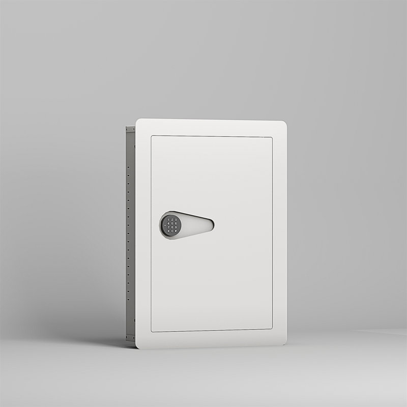 Digital Wall Hidden Safe Flat, Electronic/Key, Off White, 21.65" H x 4.33" W x 16.14" D