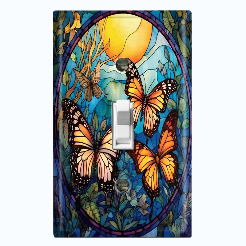 Plaque murale papillon à 1 fleur papillon et ciel bleu