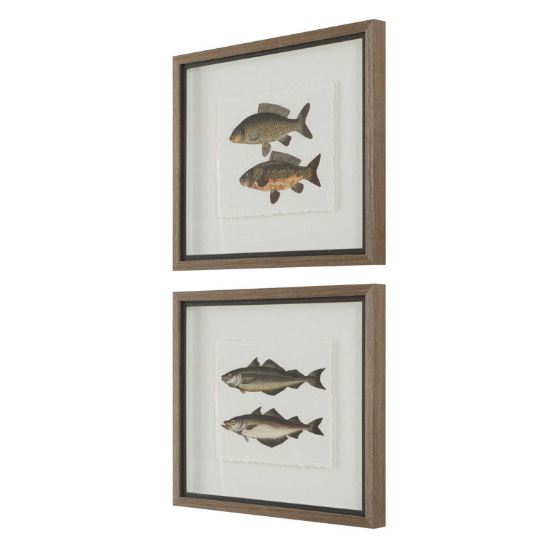Uttermost The Catch, ensemble de 2 reproductions encadrées de poissons