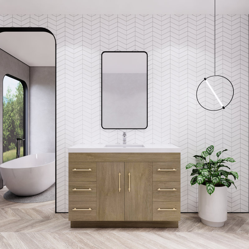 Ensemble de meuble-lavabo simple 48 po Maplesville, Chêne blanc