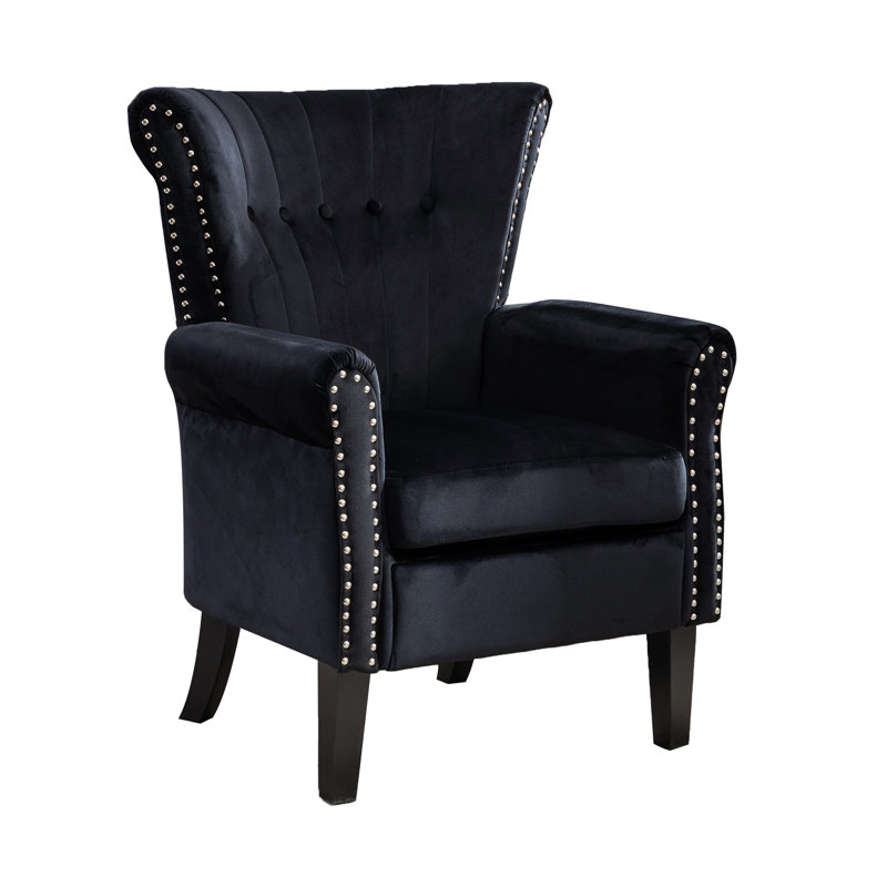 Elsien Velvet Armchair, Black Velvet
