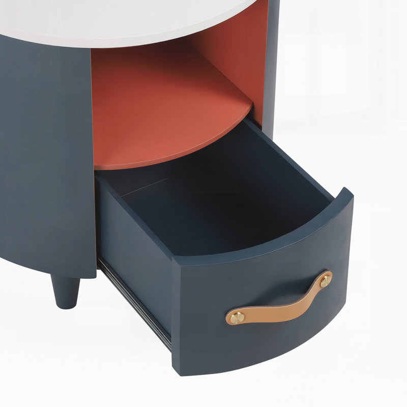 Table de chevet moderne avec tiroir de rangement, Bleu