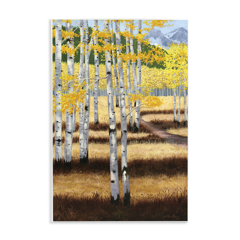 Plaque d'automne «Autumn Birch Trees Field» par Julie Peterson, H 15 po x l 10 po