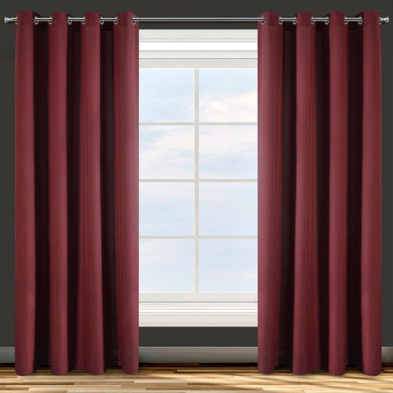 Genya Curtain with Eyelets (1 Piece), Room Darkening, Burgundy