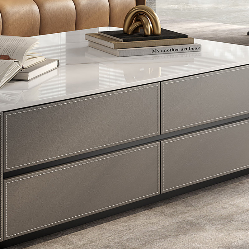 Table basse en cuir de qualité supérieure, H 17,7 po x L 59,1 po x l 31,5 po 