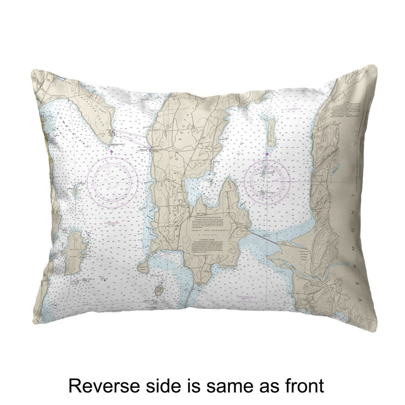  Housse de coussin rectangulaire pour l'extérieur South Hero Island, Vt Nautical Map