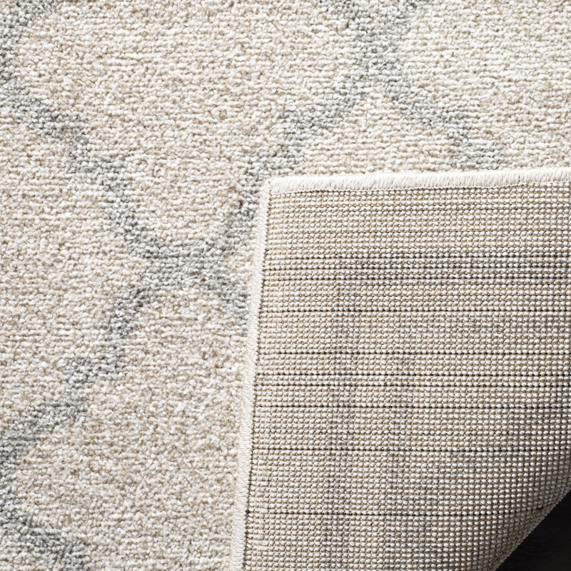 Tapis géométrique Ammundsen, Carré 3 pi, Beige / gris clair