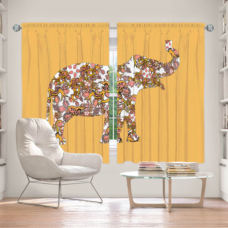 Ensemble de 2 panneaux de rideaux pour fenêtre Espenson par Susie Kunzelmanelman Elephant II, Tangerine / Orange