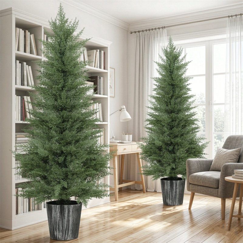 Faux Cypress Tree Plant, 135cm H x 50cm W x 50cm D