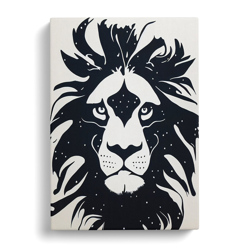 Lion Monochrome - Wrapped Canvas, 50cm H x 35cm W x 3cm D
