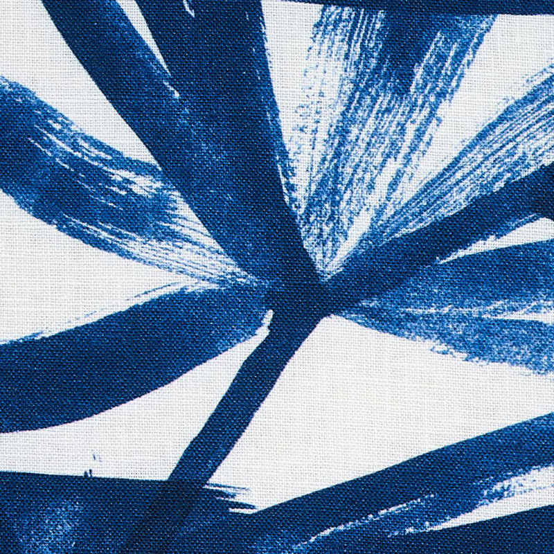 Sunlit Palm Linen Fabric, Blue