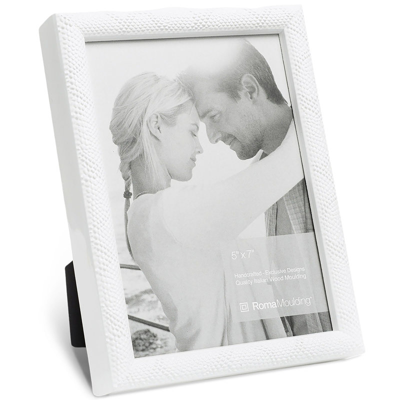 Cadre pour photo simple en bois embossé, Blanc, 4 po x 6 po